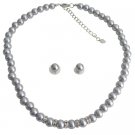 NS1400  Vintage Personalized Bridal Jewelry Gray Pearl Rhinestones Gray Stud Earrings Set