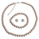 NS1363 Traditional Modern Vintage Inspired Complete Wedding Jewelry In Champagne Pearls