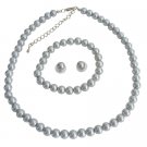 NS1371 Gray Pearls Wedding Statement Necklace Bridal Jewelry Bridesmaid Necklace Earrings Bracelet