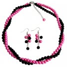 NS1399 Wedding Great Gift Double Strands Twisted Necklace Earrings Set