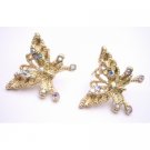 UER451  Lovely Detailed Pair Of Golden Butterfly Earrings Surgical Post