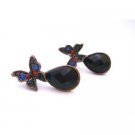 UER454 Copper Oxidized Butterfly Multicolored Crystals & Onyx Stone At Bottom
