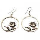 UER464 Alloy Artistically Earring w/ Rose Inside The Round Earrings Dangle