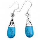 SER026 Classy Turquoise Sterling Silver Inlay Beautiful & Elegant Earrings
