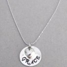 Hand stamped Name Pendant Necklace Child Name with Puffy Heart