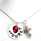 Personalized Cross Necklace Swarovski Crystal Adult Baptism Gift,