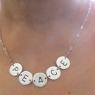 Five Initial  Mom Of Five Family Hand Stamped Letter Necklace