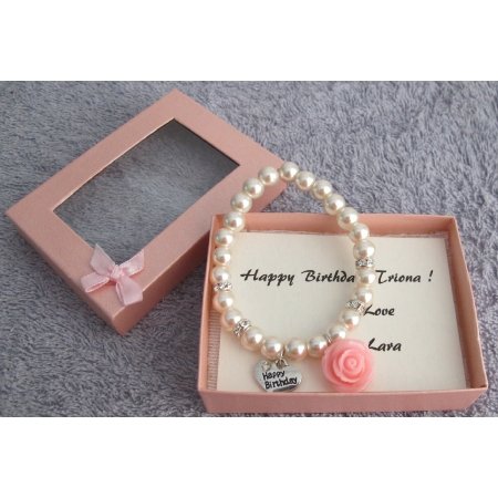GC509 Happy Birthday Bracelet Blush Pink Pearl Bracelet