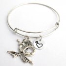 Mermaid Bangle Monogram, Initial bracelet Adjustable Expandable Bracelet