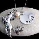Horse Necklace, Horse Jewelry Personalized Necklace - Christmas Gift - Name Necklace-Birthstone