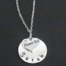 Flower Girl Necklace, Hand Stamped Wedding Gift, Personalized Flower Girl Necklace,