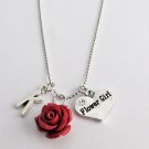 Personalized Flower Girl Necklace with Initial and Resin Rose Charm,Wedding gift