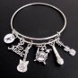 Musician Gift Personalized Bangle Bracelet Microphone,Violin,Drum Music Bangle