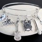 Musician Gift Personalized Bangle Bracelet Microphone,Violin,Drum Music Bangle