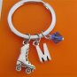 Personalized Roller Skate Keychain,Custom Keychain,Custom Key Ring with Initial