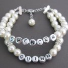 Mothers Bracelet Two child Two name bracelet Mom of Twins name bracelet