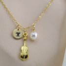 Gold Cello Necklace with Cello Charm Gift For Cellist Music Themed Jewelry