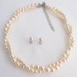 Wedding Jewelry set Twisted Double Strand Swarovski Pearls Necklace Stud Earring
