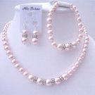 Bridal Wedding Jewelry Soothing Lite Pink Pearls Stretchable Bracelet