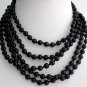 Black Pearl 100 Inches Long Necklace Hand Knotted Multi Strand Statement Bridal