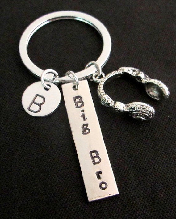 Brother's Gift Keychain,Brother Keyring Personalized Keychain with,Headset