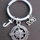 Compass Keychain, Personalized Graduation Keychain, 2016 Graduate Gift keyring