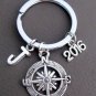 Compass Keychain, Personalized Graduation Keychain, 2016 Graduate Gift keyring