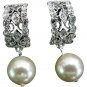 Bridal Wedding Drop Ivory Pearl Post Earrings
