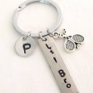 Tennis Sports KeyChain Tennis Key Ring Personalized Initial Tennis gift Keychain