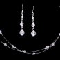 Double Stranded Clear Crystals Wedding Bridal Bridesmaid Necklace Set