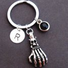 Skeleton Hand Keychain,Skeleton hand charm keychain with Personalize Birthstone