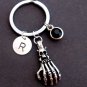 Skeleton Hand Keychain,Skeleton hand charm keychain with Personalize Birthstone
