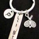 Tennis KeyChain Personalized Tennis Keyring,Initial charm,Monogram Sports Gift