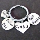 Bonus Dad hand stamped keychain,Step Dad Keychain,Godfather Gift,Foster Dad Gift