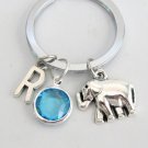 Elephants Keychain,animal keychain,personalized keychain,initial custom keychain