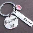 Personalized Sweet 16 Keychain,Sweet 16 Gift,Sweet sixteen birthday gift jewelry