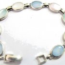 Inlaid Mother Pearl Blue Opal Pale Pink Sterling Silver 92.5 Bracelet