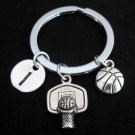 Basketball Keychain Basketball Keyring Antique Silver Basketball Charm Keychain