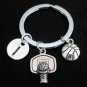 Basketball Keychain Basketball Keyring Antique Silver Basketball Charm Keychain