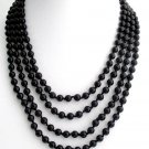Black Pearl 100 Inches Long Necklace Hand Knotted Multi Strand Pearl Statement