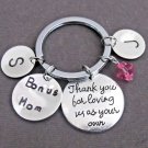 Thank you for loving us as your own,Bonus Mom Keychain, Bonus Dad, Step Mom gift