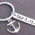 Anchor Personalized Stamped Keychain,Couple Keyring,Best Friend Gift,Sister gift