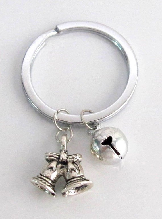 Personalized Christmas keychain Jingle Bell Keyring women, teen keychain