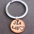 Hand Stamped Penny Keychain,Husband Wife Key Chain,Anniversary gift,Couples gift
