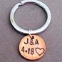 Hand Stamped Penny Keychain,Husband Wife Key Chain,Anniversary gift,Couples gift