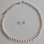 Pale Pink Lite Pink Blush Pink Pearl Necklace Stud Earrings Set