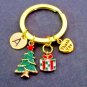 Christmas Charms Gold Keychain,Personalized Christmas Key Chain,Christmas gift
