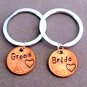 Groom and Bride Lucky Penny Keychain, Personalized Stamped Penny Couple Keychain