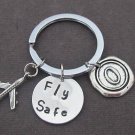 Fly Safe Keychain,Long Distance Gift,Pilot Gift,Airplane Keychain,Depoyment gift