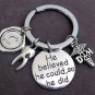 Dental Hygienist Key Chain,Hand Stamped He Believed He Could so He did Key Chain